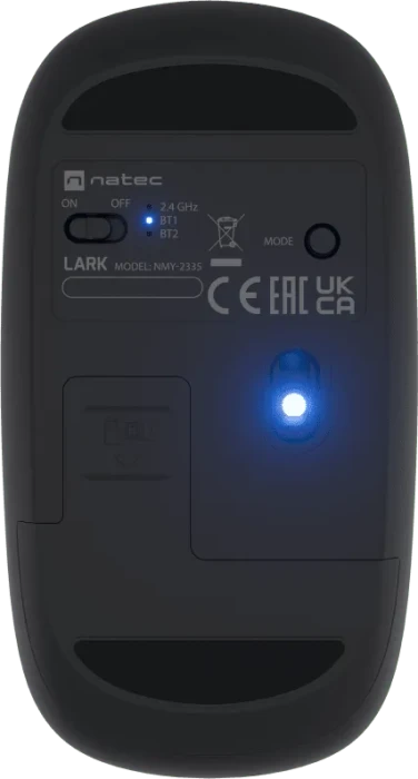 Natec Lark Silent Wireless Mouse grau, USB/Bluetooth