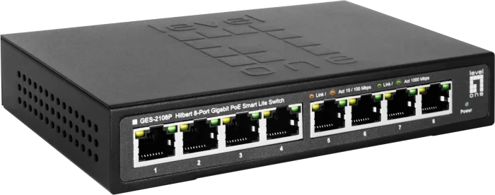 LevelOne GES Desktop Gigabit Smart Switch, 8x RJ-45, 112W PoE+