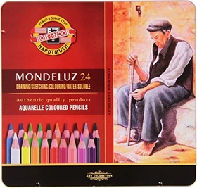 Koh-I-Noor Mondeluz Aquarellstift sortiert, Metalletui, 24er-Set