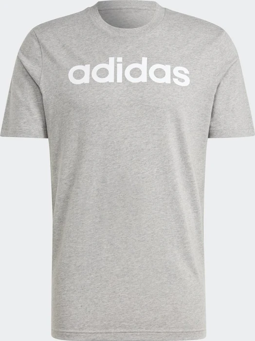 adidas Essentials Single Jersey Linear Embroidered Logo T-Shirt kurzarm medium grey heather (Herren)