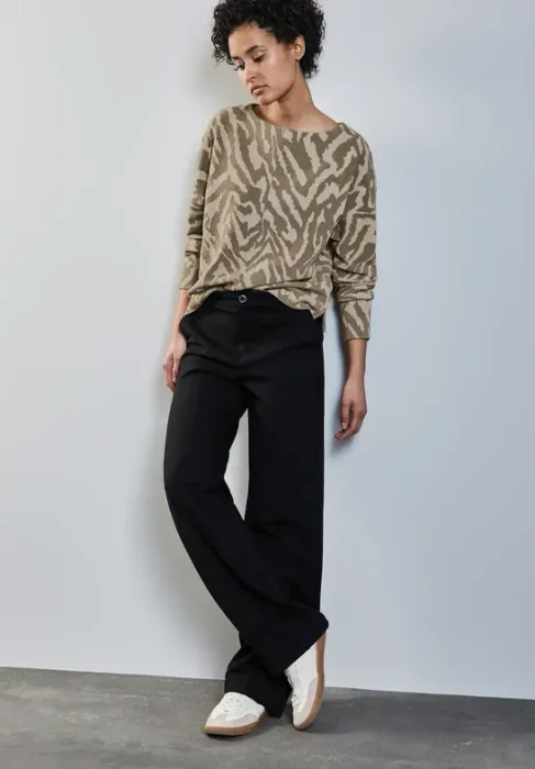 Street One Two-Tone Jaquard Shirt langarm honey sand (Damen)