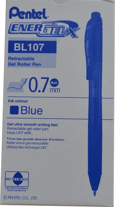 Pentel EnerGel X BL107 0.7mm/0.35mm Gelroller blau/transparent, 12er-Pack