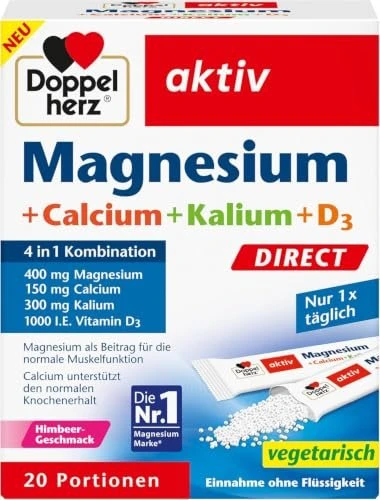 Doppelherz aktiv Magnesium + Calcium + Kalium + D3 Direct Sticks, 20 Stück