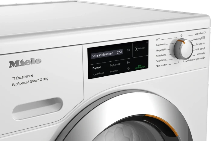 Miele T1 Excellence TEL785WP EcoSpeed & Steam & 9kg Wärmepumpentrockner