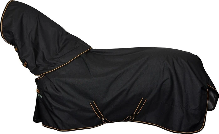 Kerbl Bucas Irish Turnout Light/50 Classic, Regendecke mit Halsteil female, 1.35m, 50g, black/gold (53635-22)