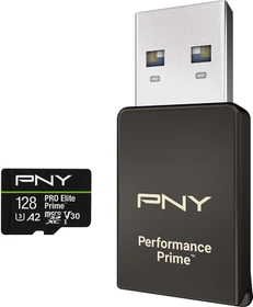 PNY Pro Elite Prime R200/W150 128GB USB-Kit, UHS-I U3, A2, Class 10