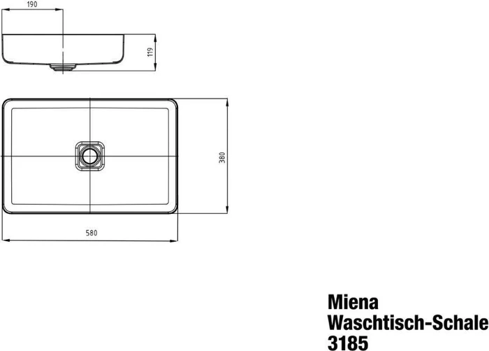 Waschtisch-Schale eckig 58x38cm, Perl-Effekt, cool grey 70