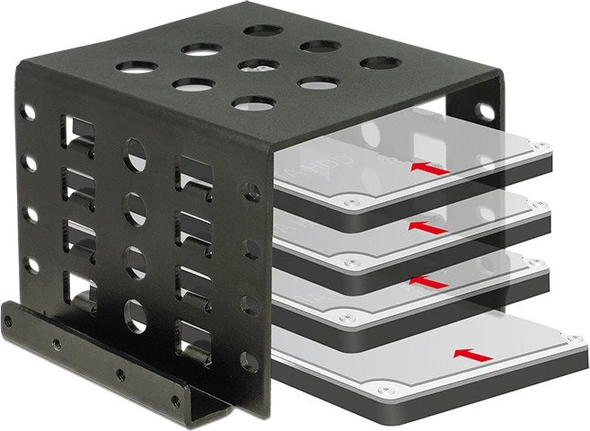 DeLOCK Aluminium, 3.5" auf 4x 2.5" Einbaurahmen, schwarz