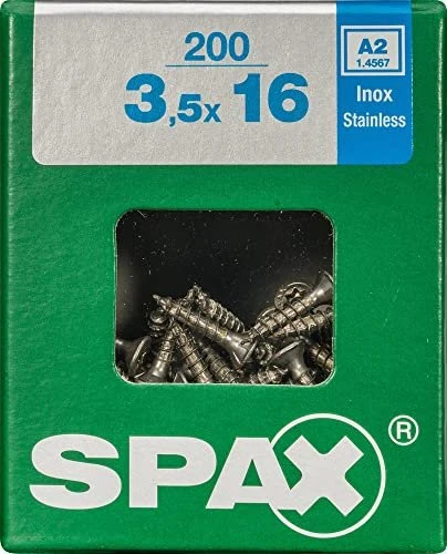 Spax Edelstahl rostfrei A2 4CUT T-STAR plus T10 Universalschraube, 3.5x16mm, 200 Stück