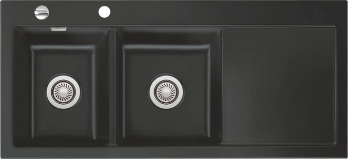 systemceram Mera Double Einbau Becken links mit Ablauffernbedienung schiefer