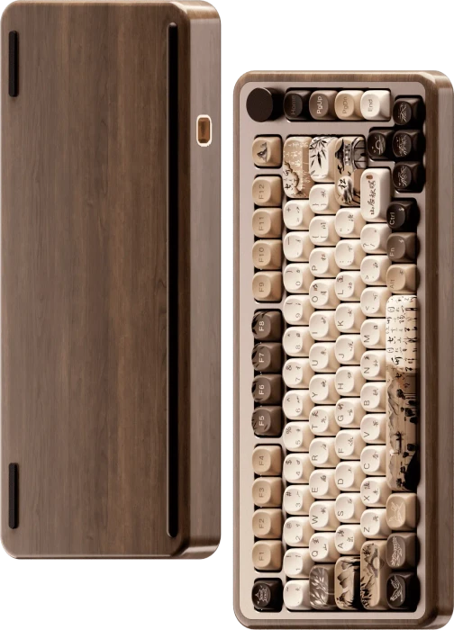 Akko MU02, Walnussholz - Mountain Seclusion, LEDs RGB, Rosewood linear, USB/Bluetooth, DE