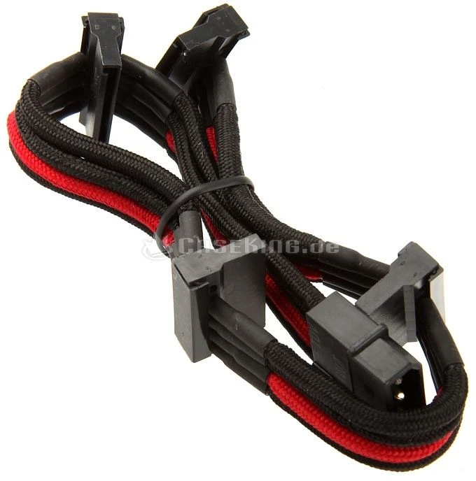 SilverStone SATA-Stromadapter 4-Pin [IDE] auf 4x 15-Pin [SATA] 30cm, sleeved schwarz/rot