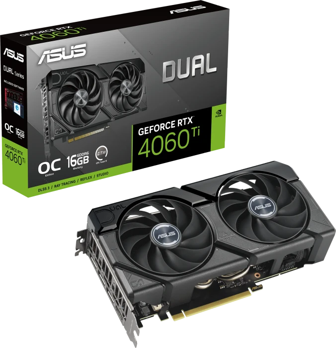ASUS Dual GeForce RTX 4060 Ti EVO OC, DUAL-RTX4060TI-O16G-EVO, 16GB GDDR6, HDMI, 3x DP