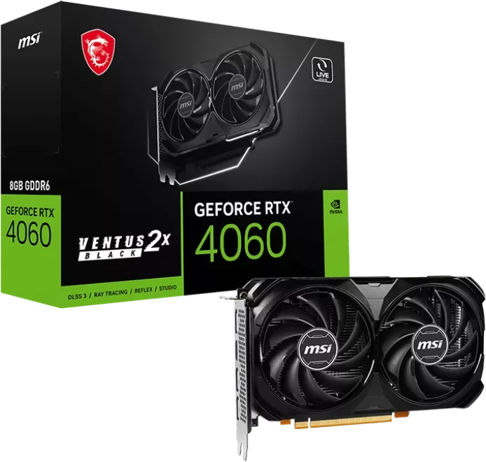 MSI GeForce RTX 4060 Ventus 2X Black 8G, 8GB GDDR6, HDMI, 3x DP