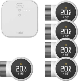 tado Starter Kit Smart Heizkörper-Thermostat X, 5x Thermostat, inkl. Bridge, Set