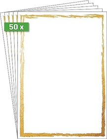 Sigel Motiv Brushstroke frame weiß/goldgelb Kunstdruckpapier, A4, 200g/m², 50 Blatt