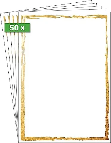 Sigel Motiv Brushstroke frame weiß/goldgelb Kunstdruckpapier, A4, 200g/m², 50 Blatt