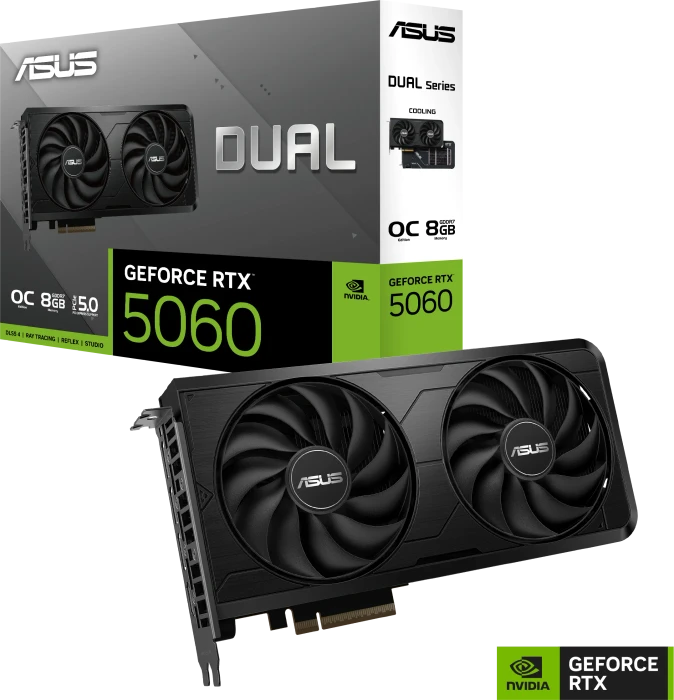 ASUS Dual GeForce RTX 5060 EVO OC Edition, DUAL-RTX5060-O8G-EVO, 8GB GDDR7, HDMI, 3x DP