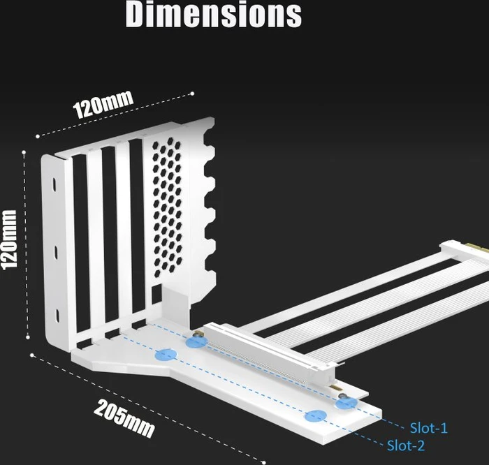 Glotrends Vertical Graphics Card Support Bracket, 3-Slot, gewinkelt, PCIe 5.0, 150mm, weiß