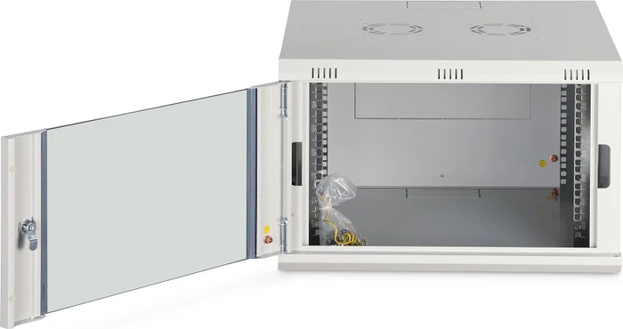 Digitus Dynamic-N Serie 19" Wandgehäuse 7HE, unmontiert, Sicherheitsglastür, IP2X, RAL 7035, 600mm tief