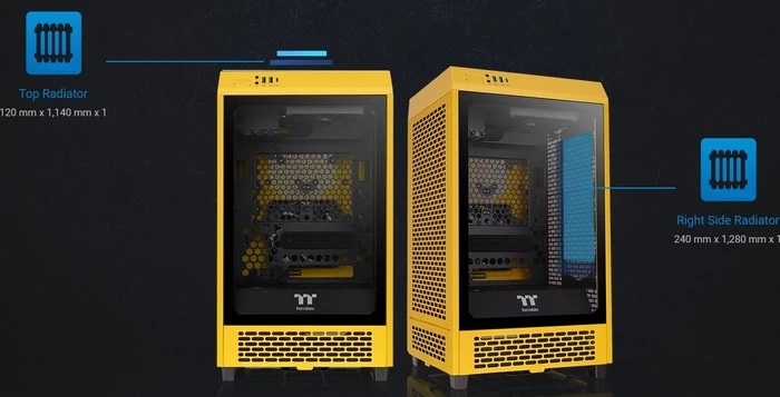 Thermaltake The Tower 200 Bumblebee, gelb, Glasfenster, Mini-ITX