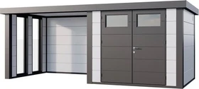 Telluria Classico 2724 Gerätehaus inkl. Anbau 2.84m links weiß/grau
