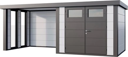 Telluria Classico 2724 Gerätehaus inkl. Anbau 2.84m links weiß/grau