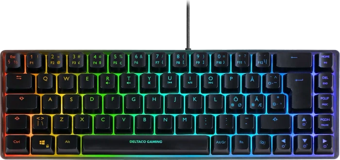 Deltaco Gaming DK240 Mini, 60%, schwarz, LEDs RGB, semi-transparent, USB, DE