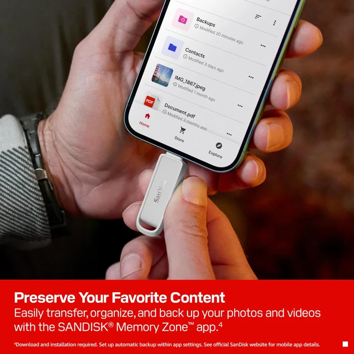 SanDisk Phone Drive with USB-C 1TB - Arctic White, USB-C, USB 3.2 Gen 1×1