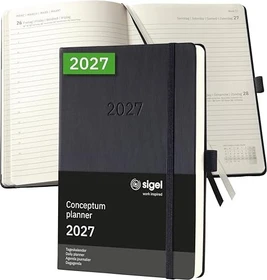 Sigel Conceptum Tageskalender 2027, A5, Hardcover, schwarz, 400 Blatt