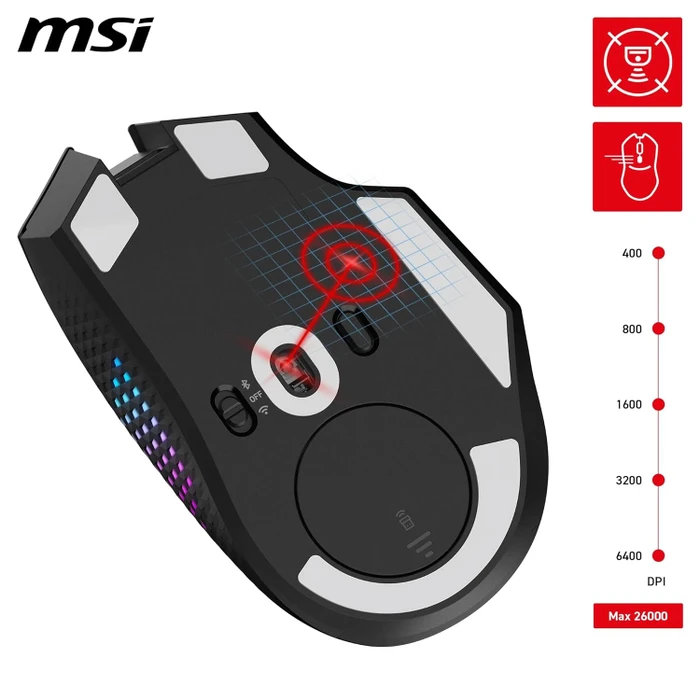 MSI Versa Pro Wireless + Mouse Dock Pro, schwarz, USB/Bluetooth