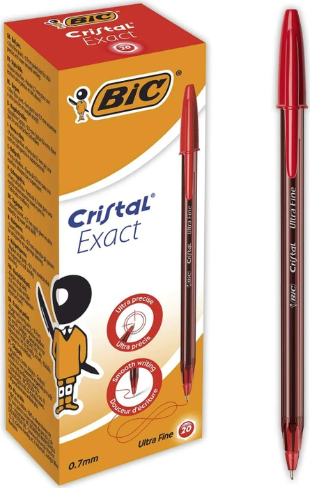 BIC Cristal Exact 0.3mm Kugelschreiber (Mine) rot/transparent, 20er-Pack