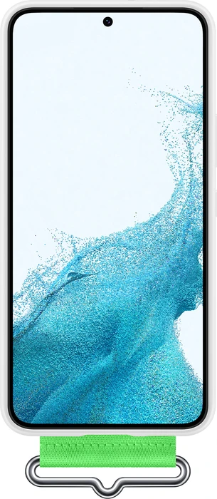 Samsung Silicone Cover with Strap für Galaxy S22 weiß
