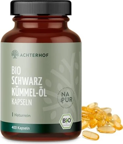 Vom Achterhof Bio Schwarzkümmel-Öl Kapseln, 400 Stück