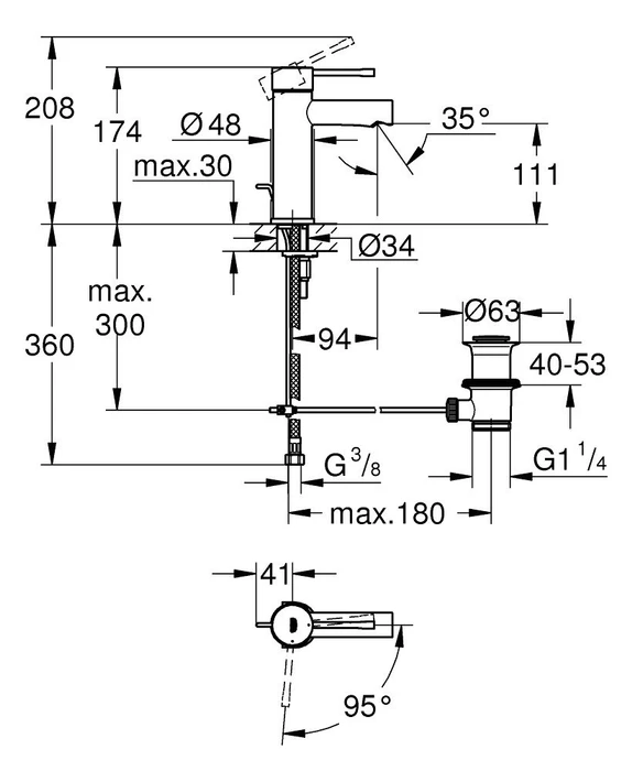 Grohe Essence Einhand-Waschbeckenarmatur 1/2" S-Size SilkMove ES mit Ablauffernbedienung chrom