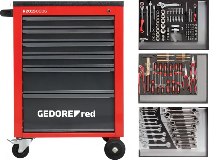 Gedore red R21560004 Mechanic Werkzeugwagen bestückt inkl. 129-tlg. Zubehör