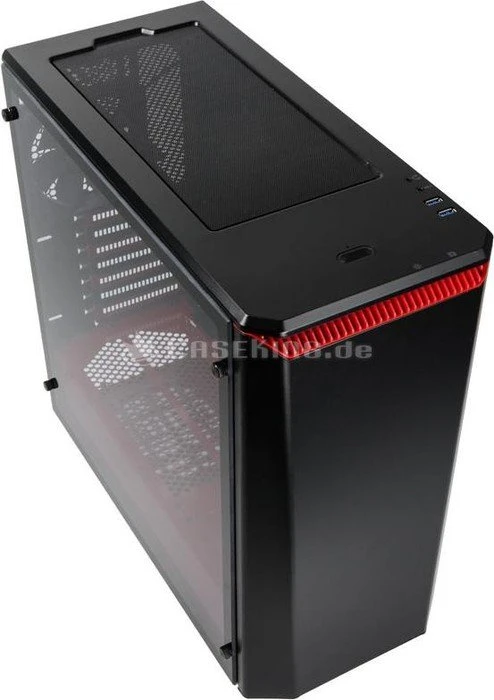 Phanteks Eclipse P400 Tempered Glass Edition schwarz/rot, Glasfenster