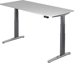 Hammerbacher Ergonomic Aktiv XBHM19 elektrisch höhenverstellbarer Sitz-Steh-Schreibtisch 180x80cm grau/graphit