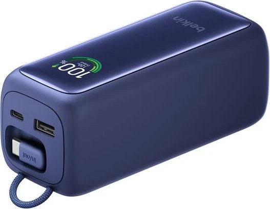 Belkin UltraCharge Powerbank 22K mit einziehbarem Kabel blau