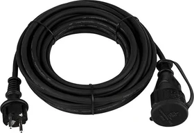 REV Ritter Verlängerungskabel für den Außenbereich, Schutzkontakt mit Schutzkappe, H05RR-F 3G1.5, schwarz, 10m
