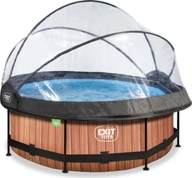 Exit Toys Wood Frame Pool mit Filterpumpe und Abdeckung rund 244x76cm