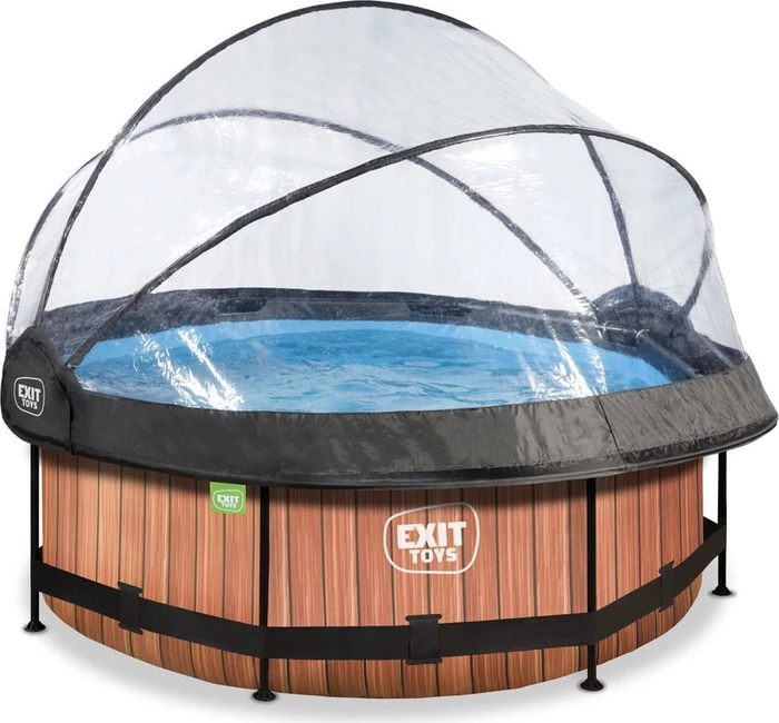 Exit Toys Wood Frame Pool mit Filterpumpe und Abdeckung rund 244x76cm