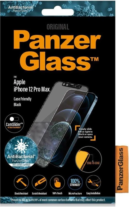 PanzerGlass Edge-to-Edge Case Friendly & CamSlider für Apple iPhone 12 Pro Max schwarz