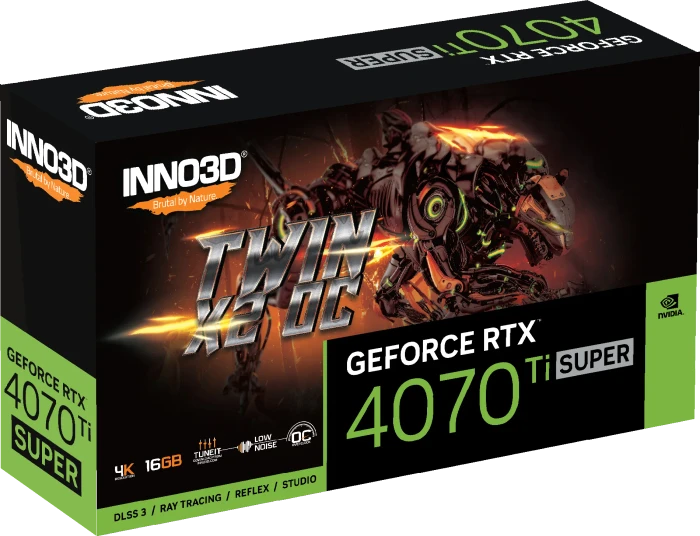 INNO3D GeForce RTX 4070 Ti SUPER Twin X2 OC, 16GB GDDR6X, HDMI, 3x DP