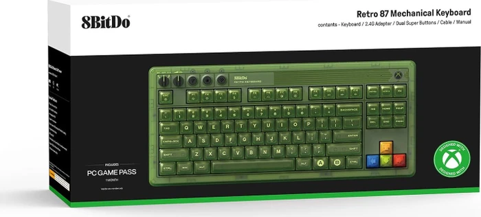 8BitDo Retro 87 Mechanical Keyboard, Xbox Edition, grün, Kailh Box Jellyfish X, USB/Bluetooth, US