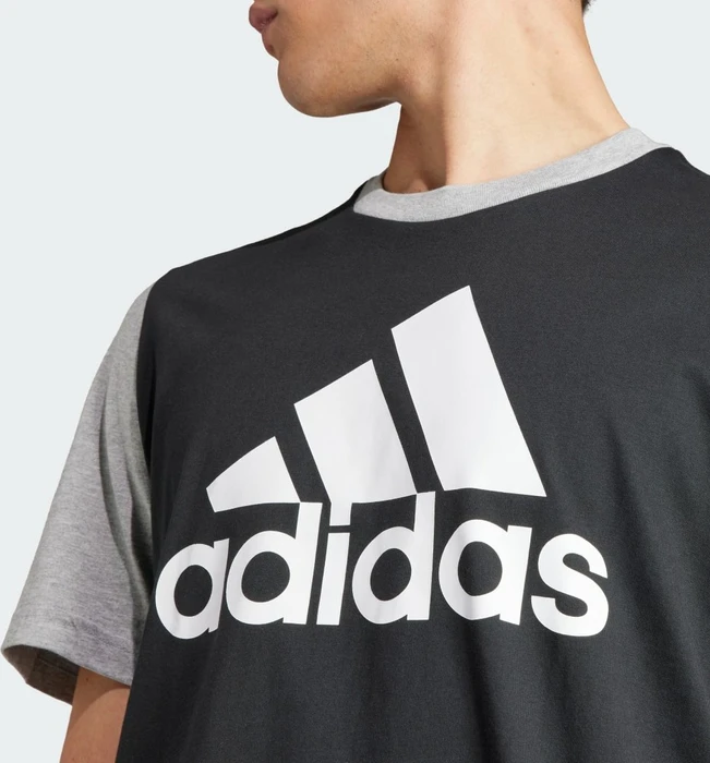 adidas Essentials Single Jersey Big Logo T-Shirt kurzarm black/medium grey heather (Herren)