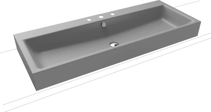 Kaldewei Puro Aufsatz-Doppelwaschtisch 120x46cm mit Überlauf, 1x3 Hahnlochbohrung, Perl-Effekt, cool grey 30