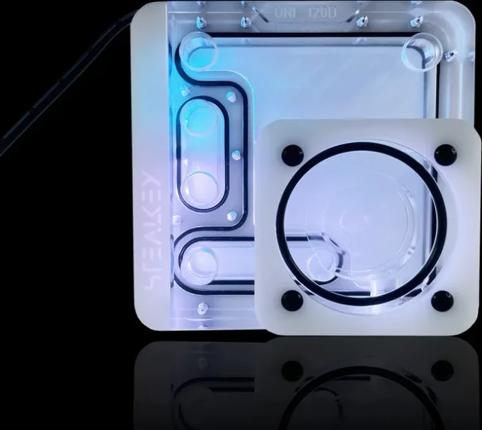 Stealkey Customs UNI 120D Distro-Plate White Edition, Verteilerplatte inkl. D5/DDC Adapter