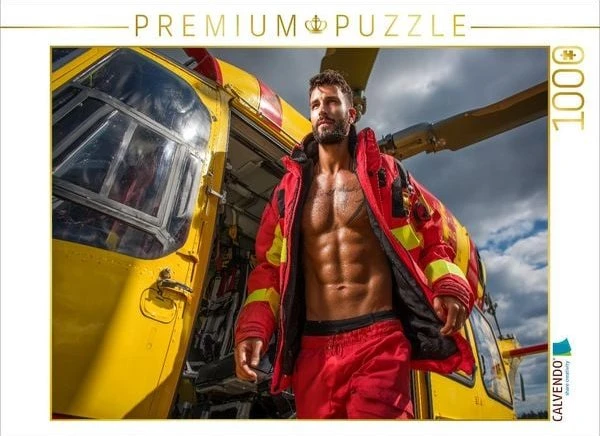 Calvendo Attraktiver Notarzt mit Sixpack vor Rettungshubschrauber