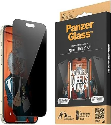 PanzerGlass Ultra-Wide Fit Privacy with EasyAligner für Apple iPhone 15 Plus